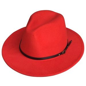 Red Belted Fedora Hat
